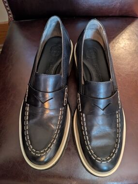 Paul Green Black Leather Lug Sole Penny Loafer 8.5 M